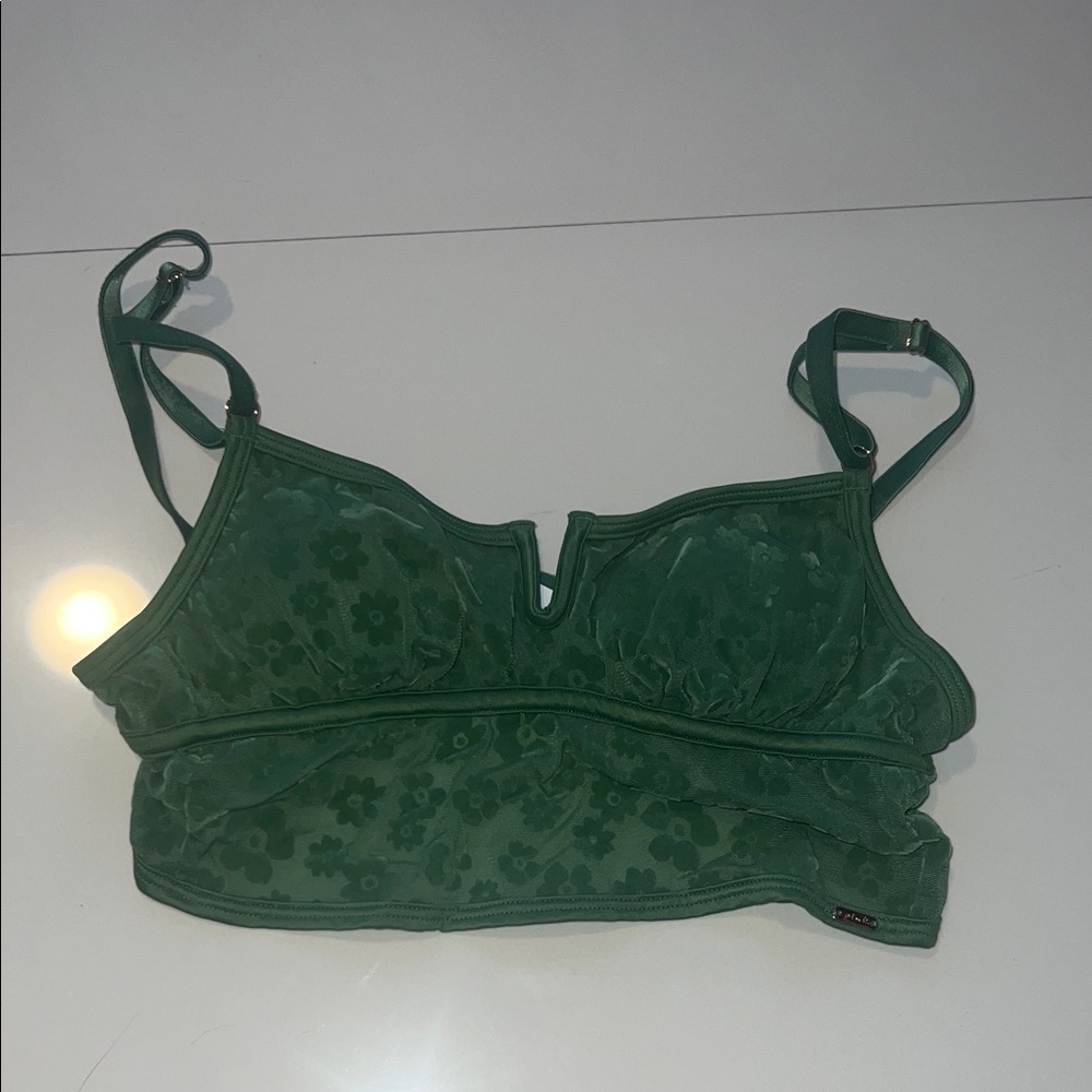 PINK / Victoria Secret Green Floral Women's Bralette Top NEW